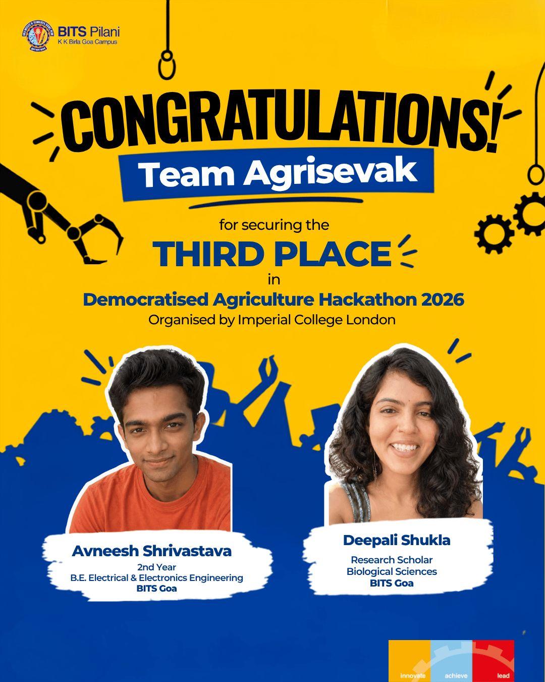 Team Agrisevak, third place at the Democratised Agriculture Hackathon 2026