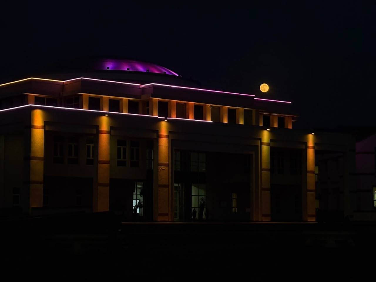 B-Dome Illuminated at Night
